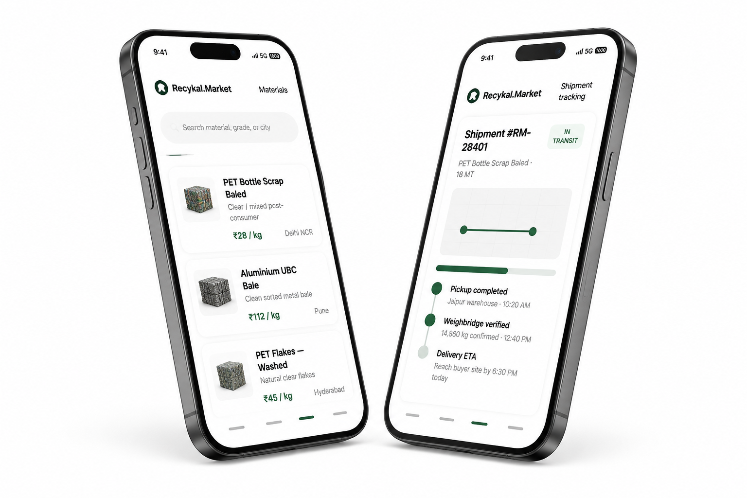 Recykal.Market seller app screens
